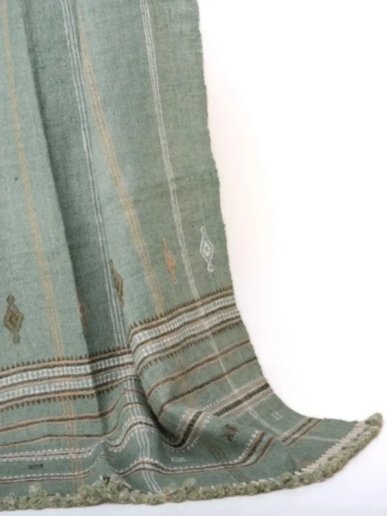 Gorgeous Indian Wool Coverlet/Throw in Jade NWOT - Picture 2 of 4